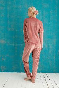 Modalamelif Fransız Soft Kadife Baskılı Pijama Takımı Pudra