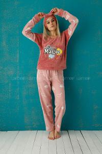 Modalamelif Göz Bantlı Welsoft Polar Takım Pudra