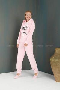 Modalamelif Meow Kulaklı Patik Hediyeli Welsoft Polar Takım Pudra