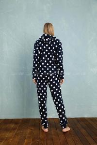 Modalamelif Puantiyer Desenli Kapüşonlu Takım Lacivert