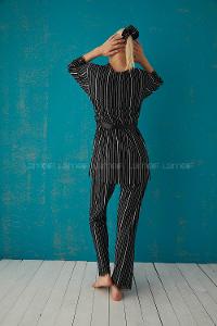 if Siyah Beyaz Çizgili 3 Lü Süet Takım