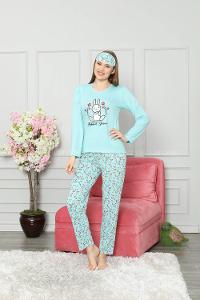 Modalamelif Tavşan Nakışlı Thermal Pijama Takımı Bebe Mavisi