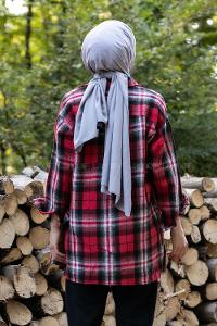 Modalamelif Önü Boydan Düğmeli Oduncu Ekose Gömlek Kırmızı