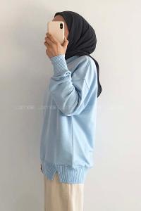 Modalamelif Bisiklet Yaka Düz Renk Desen Tonia Kazak Bebe Mavi