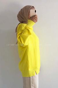 Modalamelif Bisiklet Yaka Düz Renk Desen Tonia Kazak Sarı