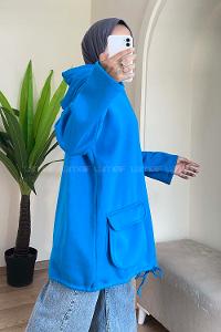 Modalamelif Körük Cepli Sweatshirt Mavi