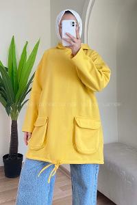 Modalamelif Körük Cepli Sweatshirt Sarı