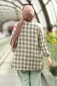 Modalamelif Pötikare Desenli Çift Cepli Oduncu Gömlek Haki