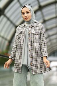 Modalamelif Pötikare Desenli Çift Cepli Oduncu Gömlek Mor