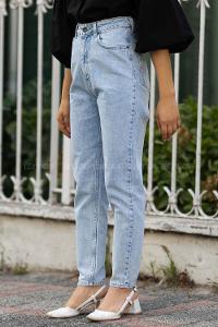 Modalamelif Boru Paça Çift Cepli Jean Buz Mavisi