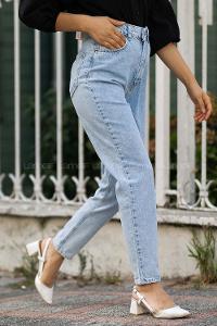 Modalamelif Boru Paça Çift Cepli Jean Buz Mavisi