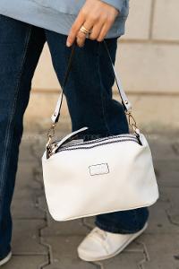 Modalamelif Change Üç Bölmeli Saten Çanta Beyaz