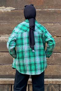 Modalamelif Çift Kapak Cepli Önü Boydan Düğmeli Oduncu Gömlek Yeşil