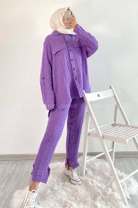 Modalamelif Kapak Cepli İkili Takım Mor
