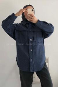 Modalamelif Kapak Cepli Oduncu Gömlek Mavi