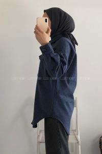 Modalamelif Kapak Cepli Oduncu Gömlek Mavi