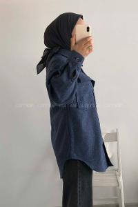 Modalamelif Kapak Cepli Oduncu Gömlek Mavi