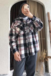 Modalamelif Kapak Cepli Oduncu Gömlek Siyah