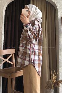 Modalamelif Kapak Cepli Oduncu Gömlek Sütlü kahve