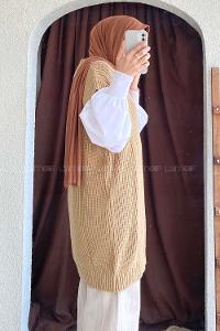 Modalamelif Ovarsize V Yaka Süveter Sütlü Kahve