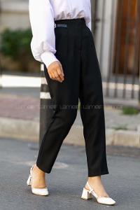 Modalamelif Süs Kemer Detaylı Dar Paça Pantolon Siyah