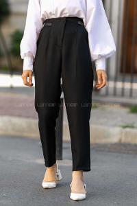 Modalamelif Süs Kemer Detaylı Dar Paça Pantolon Siyah