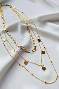 Modalamelif Gold 3lü Pul Detaylı Zincir Kolye