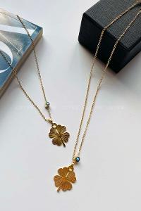 Modalamelif Gold Yonca Detaylı Kolye