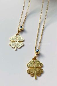 Modalamelif Gold Yonca Detaylı Kolye