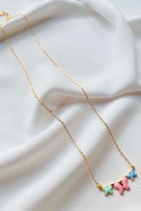 Modalamelif Gold Zincir Renkli Kelebek Detaylı Kolye