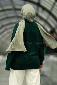 Modalamelif Marıquıta Yazılı Fırça Desenli Bisiklet Yaka Bertie Sweat Zümrüt