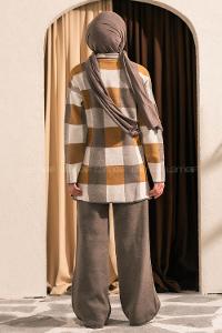 Modalamelif Balıkçı Yaka Kareli Takım Vizonrengi