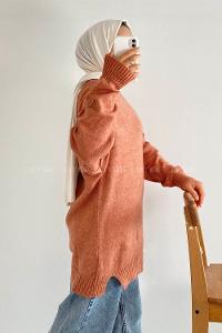 Modalamelif Bisiklet Yaka Kolu Yazı Nakış Detaylı Bertie Triko Kazak Gül