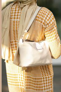 Modalamelif Change Üç Bölmeli Saten Çanta Krem