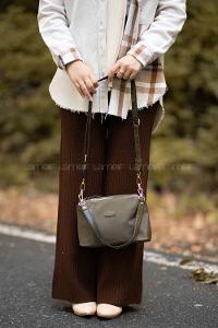 Modalamelif Change Üç Bölmeli Saten Çanta Haki