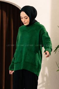 Modalamelif Çift Cepli Yarım Balıkçı Yaka Kazak Haki