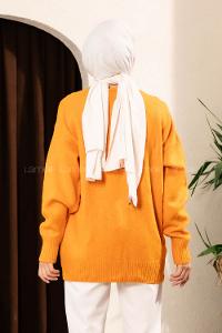 Modalamelif Çift Cepli Yarım Balıkçı Yaka Kazak Oranj