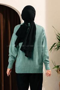 Modalamelif Çift Cepli Yarım Balıkçı Yaka Kazak Pastel Yeşili