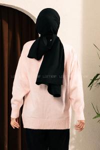 Modalamelif Çift Cepli Yarım Balıkçı Yaka Kazak Pudra