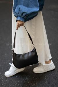 Modalamelif Cüzdan Aksesuarlı Gizli Cep Bölmeli Baget Çanta Siyah