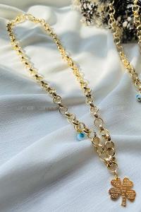 Modalamelif Gold Yoncalı Halka Zincir Kolye