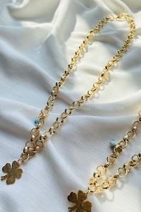 Modalamelif Gold Yoncalı Halka Zincir Kolye