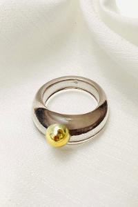 Modalamelif Gri Top Detaylı Akrilik Yüzük