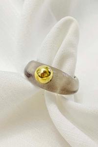 Modalamelif Gri Top Detaylı Akrilik Yüzük