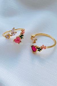 Modalamelif Kalp Kristal Detaylı Yüzük