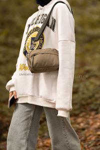 Lamelif Paraşüt Kumaş İki Fermuarlı Çapraz Çanta Haki