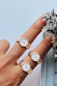 Modalamelif Saat Detaylı Beyaz Yüzük