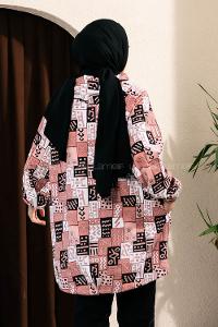 Modalamelif Soyut Desen Kapüşonlu Gizli Cepli Kap Pudra