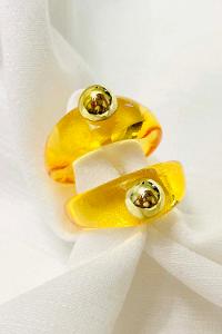 Modalamelif Turuncu Top Detaylı Akrilik Yüzük