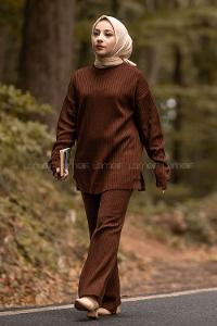 Modalamelif Yarım Balıkçı Yaka İkili Takım Acı Kahve